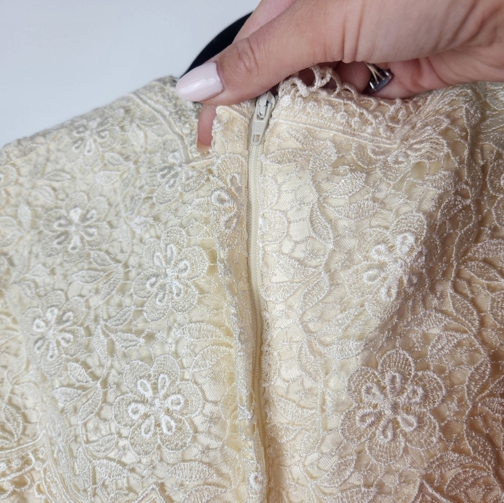 Jessica McClintock Vintage Bridal Lace Knee Length Dress Wedding Size 10 - Picture 5 of 8
